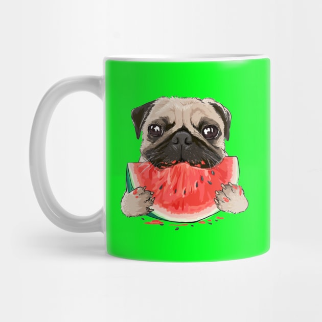 funny funny pug dog eating watermelon by amramna